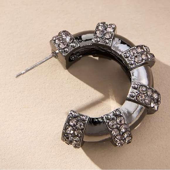 Anthropologie Small Crystal Hoops NWT New With Tags - Picture 2 of 5